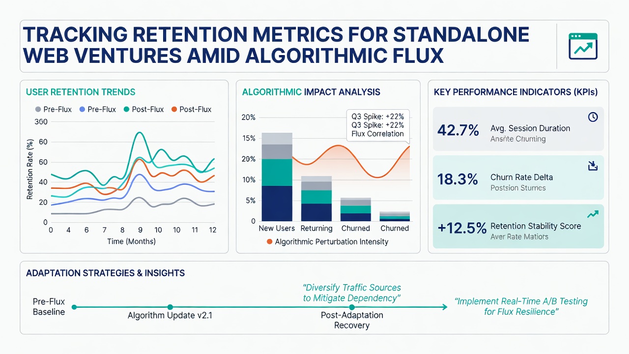 Analytics interface displaying cohort retention curves and return visitor trends over multiple months
